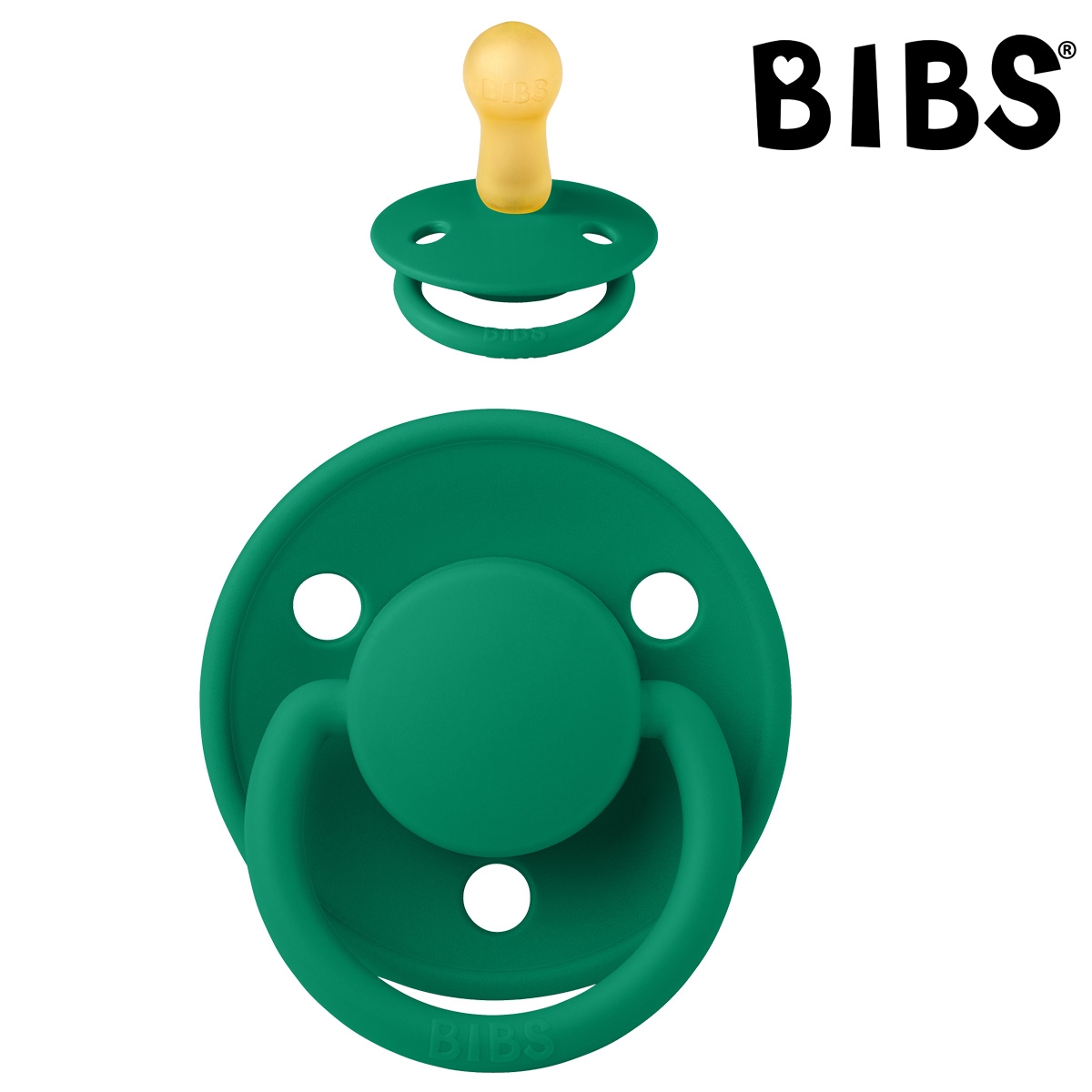 Bibs de Lux sutter med navn, Evergreen, Runde Latex str. 2